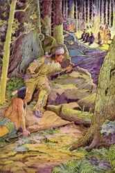 The young men advanced towards the ridge, Deerslayer in front